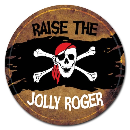 Signmission Raise The Jolly Roger Circle Vinyl Laminated Decal D-36-CIR-Raise the Jolly Roger
